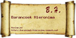 Barancsek Hieronima névjegykártya